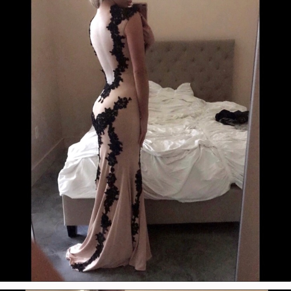 Jovani tan and black lace